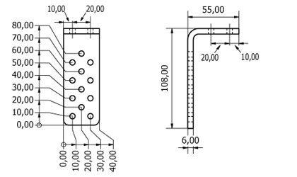 Schematische tekening - Hoek beugel