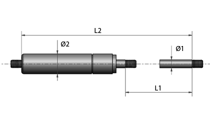 Schematische tekening - Gasveren met aansluitschroefdraad