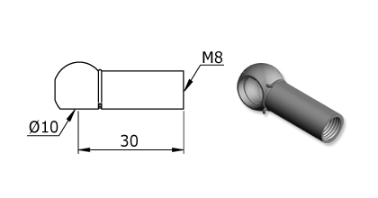 Technical drawing - Endfitting - Ballsocket Technical drawing - Endfitting - Ballsocket