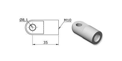 Technical drawing - Endfitting - Eye Technical drawing - Endfitting - Eye