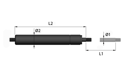 Schematische tekening - Gastrekveren met schroefdraad