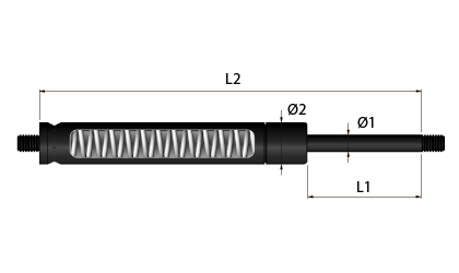 Schematische tekening - Mechanische "gasveer"